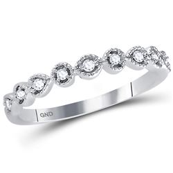 1/10 CTW Womens Round Diamond Dot Stackable Band Ring 14kt White Gold - REF-20A5M