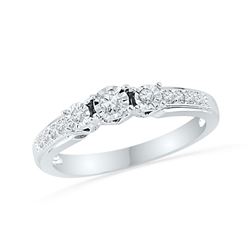 1/5 CTW Round Diamond 3-stone Bridal Wedding Engagement Ring 10kt White Gold - REF-23T9V