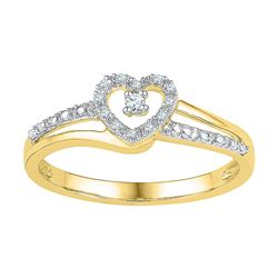 1/20 CTW Womens Round Diamond Heart Promise Ring 10kt Yellow Gold - REF-18W5H