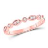 Image 1 : 1/10 CTW Womens Round Diamond Classic Stackable Band Ring 14kt Rose Gold - REF-24M5F