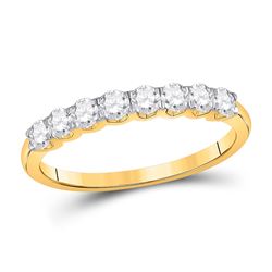 1/2 CTW Womens Round Diamond Single Row Band Ring 14kt Yellow Gold - REF-38H2R