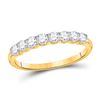 Image 1 : 1/2 CTW Womens Round Diamond Single Row Band Ring 14kt Yellow Gold - REF-38H2R