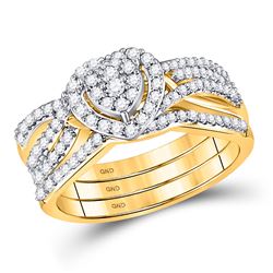 1/2 CTW Round Diamond Bridal Wedding Ring 10kt Yellow Gold - REF-61Y4N