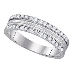 1/3 CTW Womens Round Diamond Double Row Band Ring 14kt White Gold - REF-47T6V