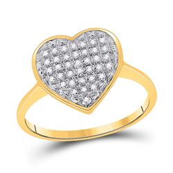 1/10 CTW Womens Round Diamond Heart Ring 10kt Yellow Gold - REF-18R5X