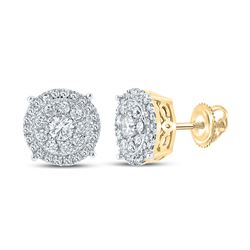 5/8 CTW Mens Round Diamond Cluster Earrings 10kt Yellow Gold - REF-44R4X