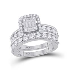 2 & 1/5 CTW Baguette Diamond Bridal Wedding Ring 14kt White Gold - REF-211R4X