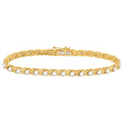3 CTW Womens Round Diamond Tennis Bracelet 14kt Yellow Gold - REF-286F4W