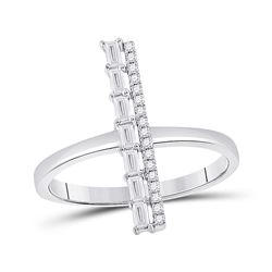 1/3 CTW Womens Baguette Diamond Linear Bar Fashion Ring 14kt White Gold - REF-42T8V