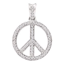 1/4 CTW Womens Round Diamond Peace Sign Circle Pendant 10kt Yellow Gold - REF-20X5T