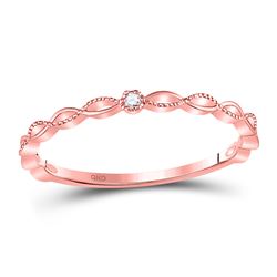 0.01 CTW Womens Round Diamond Stackable Band Ring 10kt Rose Gold - REF-8A9M