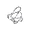 Image 1 : 1/2 CTW Womens Round Diamond Openwork Single Row Cascading Ring 18kt White Gold - REF-88H5R