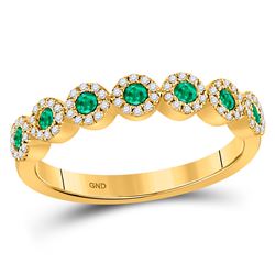 1/2 CTW Womens Round Emerald Diamond Stackable Band Ring 10kt Yellow Gold - REF-31X9T