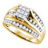 Image 1 : 1 CTW Princess Diamond Cluster Bridal Wedding Engagement Ring 14kt Yellow Gold - REF-124N6A