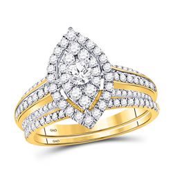 1 CTW Round Diamond Bridal Wedding Ring 14kt Yellow Gold - REF-115A8M