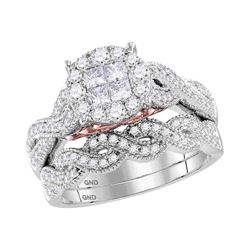 1 CTW Princess Diamond Bridal Wedding Ring 14kt White Gold - REF-121N9A
