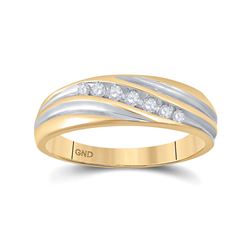 1/6 CTW Mens Round Diamond Wedding Band Ring 10kt Two-tone Gold - REF-38M7F