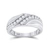 Image 1 : 3/4 CTW Mens Round Diamond Double Row Band Ring 10kt White Gold - REF-61V4Y