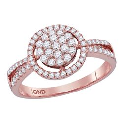 1/2 CTW Womens Round Diamond Circle Cluster Ring 10kt White Gold - REF-34A3M
