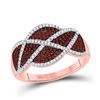 Image 1 : 1/2 CTW Womens Round Red Color Enhanced Diamond Segmented Fashion Ring 10kt Rose Gold - REF-49M6F