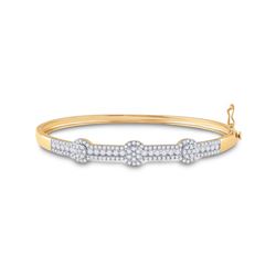 1 & 3/4 CTW Womens Round Diamond Cluster Bangle Bracelet 14kt Yellow Gold - REF-184Y3N