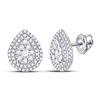 Image 1 : 1 CTW Womens Round Diamond Cluster Teardrop Earrings 14kt White Gold - REF-88T5V