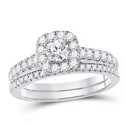 1 CTW Round Diamond Bridal Wedding Ring 14kt White Gold - REF-126T2V