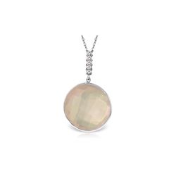 Genuine 17.08 ctw Rose Quartz & Diamond Necklace 14KT White Gold - REF-54H6X