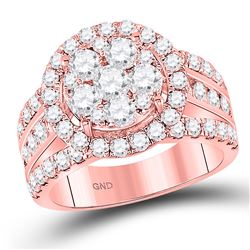 2 CTW Round Diamond Cluster Bridal Wedding Engagement Ring 14kt Rose Gold - REF-177A3M