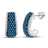 Image 1 : 1 & 1/2 CTW Womens Round Blue Color Enhanced Diamond Half J Hoop Earrings 10kt White Gold - REF-68Y2