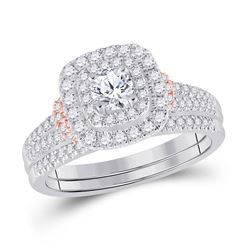 1 CTW Round Diamond Bridal Wedding Ring 14kt Two-tone Gold - REF-136R4X