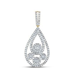 5/8 CTW Womens Round Diamond Teardrop Pendant 10kt Yellow Gold - REF-34N3A
