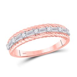 1/3 CTW Womens Baguette Diamond Anniversary Band Ring 14kt Rose Gold - REF-35N4A