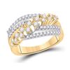 Image 1 : 3/4 CTW Womens Round Diamond Crossover Strand Band Ring 10kt Yellow Gold - REF-61F4W