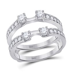 1 CTW Womens Round Diamond Wedding Wrap Ring 14kt White Gold - REF-112X5T