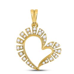 1/5 CTW Womens Round Diamond Fashion Heart Pendant 10kt Yellow Gold - REF-16M4F
