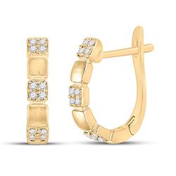 1/10 CTW Womens Round Diamond Hoop Earrings 14kt Yellow Gold - REF-20N5A
