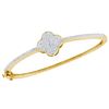 Image 1 : 3/8 CTW Womens Round Diamond Quatrefoil Cluster Bangle Bracelet 10kt Yellow Gold - REF-65H4R