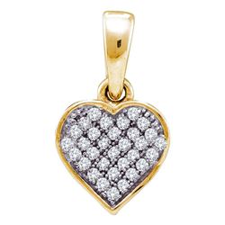 1/10 CTW Womens Round Diamond Small Dainty Heart Pendant 10kt Yellow Gold - REF-7X5T