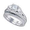 Image 1 : 1 & 3/4 CTW Princess Diamond Bridal Wedding Ring 14kt White Gold - REF-589H3R