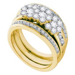 1 & 1/2 CTW Round Diamond Bridal Wedding Ring 14kt Yellow Gold - REF-166H9R