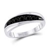 Image 1 : 3/4 CTW Mens Round Black Color Enhanced Diamond Band Ring 10kt White Gold - REF-33N5A
