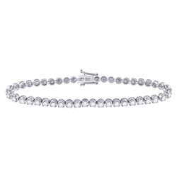 4 CTW Womens Round Diamond Classic Tennis Bracelet 14kt White Gold - REF-293R2X