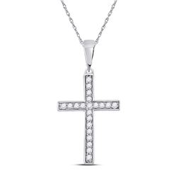1/20 CTW Womens Round Diamond Cross Pendant 10kt White Gold - REF-7R5X