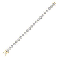 3 CTW Womens Round Diamond Cluster Tennis Bracelet 10kt Yellow Gold - REF-272R6X