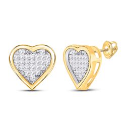 1/3 CTW Womens Princess Diamond Heart Earrings 10kt Yellow Gold - REF-21N8A