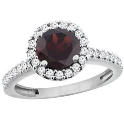 1.39 CTW Garnet & Diamond Ring 10K White Gold - REF-54K5W