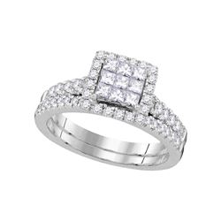 1 CTW Princess Diamond Bridal Wedding Ring 14kt White Gold - REF-102X3T