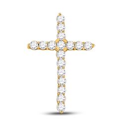 1/2 CTW Womens Round Diamond Cross Pendant 14kt Yellow Gold - REF-35W4H
