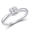 Image 1 : 1/5 CTW Womens Round Diamond Square Halo Cluster Ring 10kt White Gold - REF-22H5R